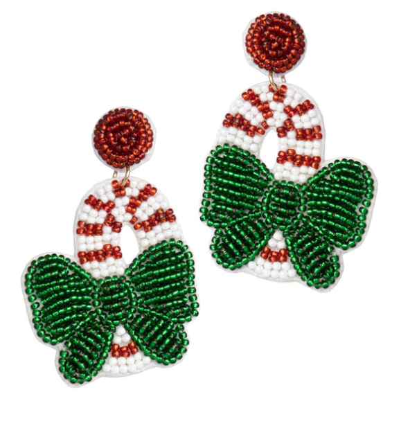 White Candy Cane Earring