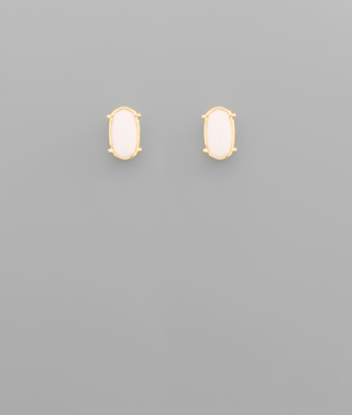 White Enamel Oval Stud