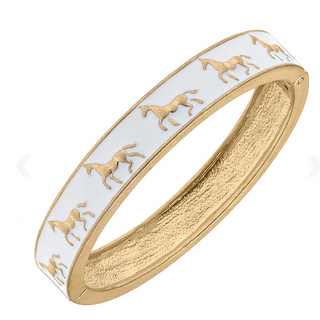 White Equestrian Hinge Bangle