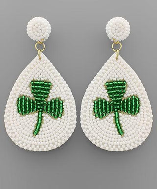 White Shamrock Earring