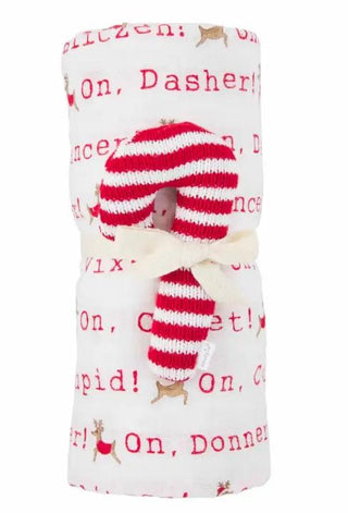 White Xmas Swaddle W/ Rattle