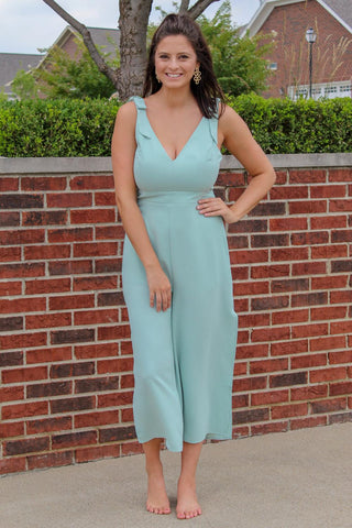 midi jumpsuit dress Leatrice Short Sleeve Belted Midi Jumpsuit