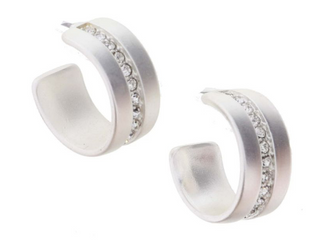 Wide Silver Hoop With Crystals