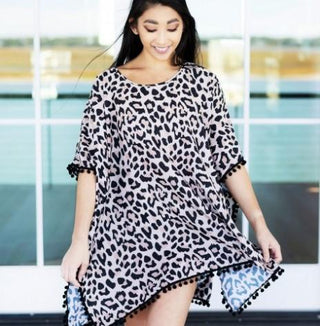 Wild Side Leopard Pom Coverup