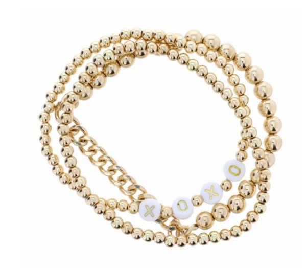 XOXO Gold Beaded Bracelet