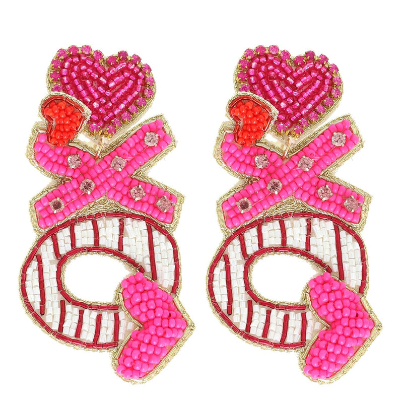 XO Heart Earrings Pink