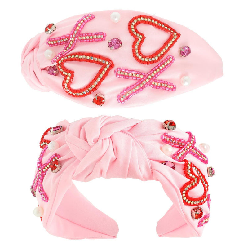 XO Hearts Headband Pink