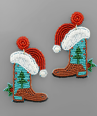 Xmas Boots & Hat Earring Turquoise