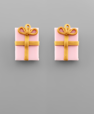 Xmas Giftbox Clay Earring Pink