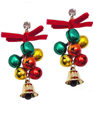 Xmas Ribbon & Bell Earrings Multi