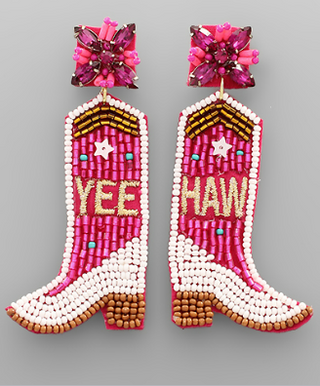 YEE HAW Boots Earrings Fuschia