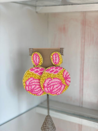 Yellow Floral Print Earring