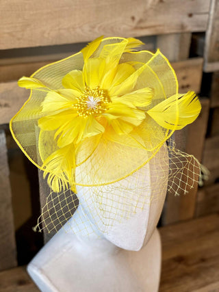 Yellow Flower Mesh Fascinator