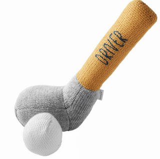 Yellow Golf Club Knit Rattle