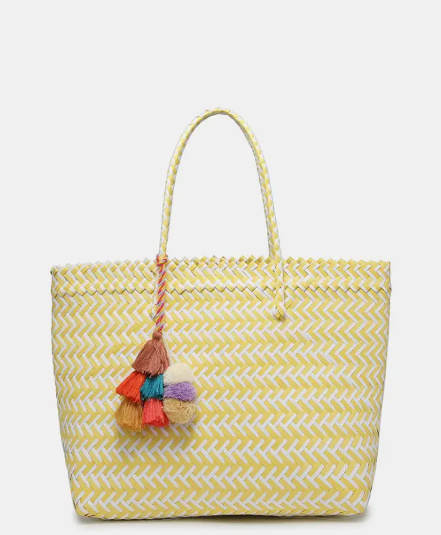 Yellow Woven Beach Tote