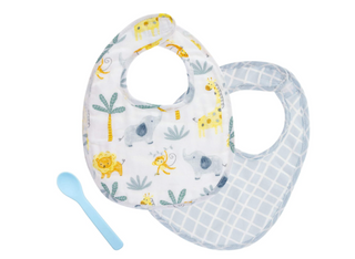 Zoo Muslin Bib Set