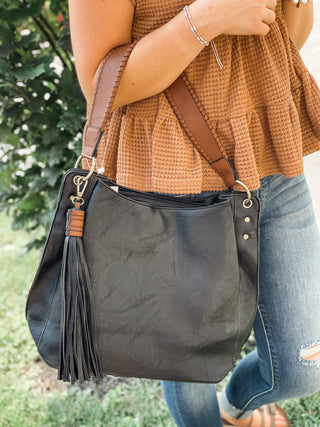 Amber Bag Braided Handle-Black