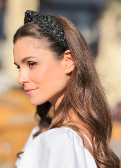 Black Straw Scallop Headband