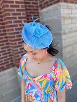 Aqua Feather & Rose Fascinator