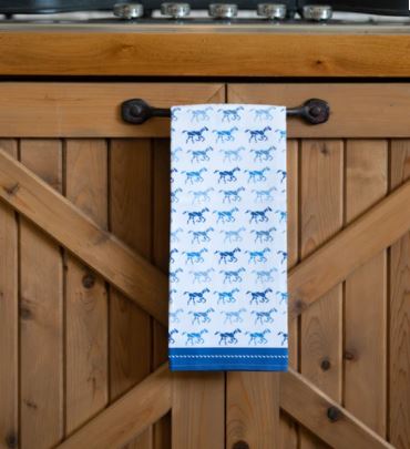 Ky Derby Horses Tea Towel Blue