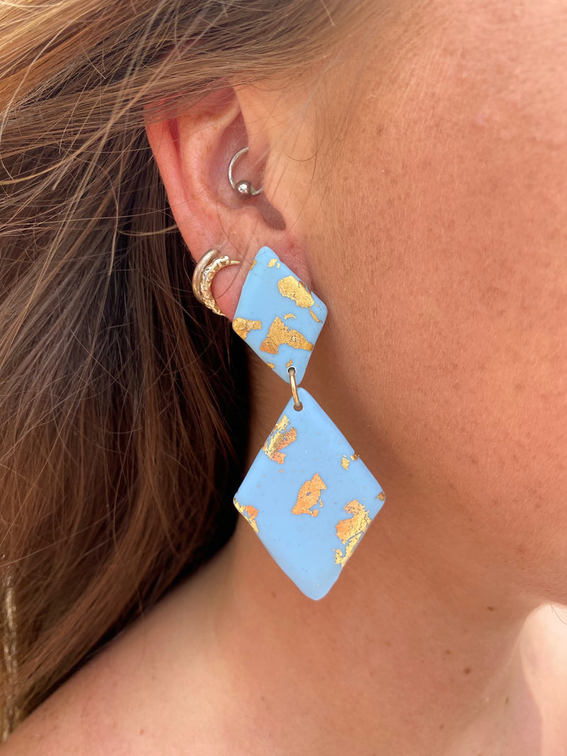 Rhombus Clay Earring Blue