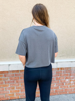 Ribbed Cropped Pocket Tee (More Colors)