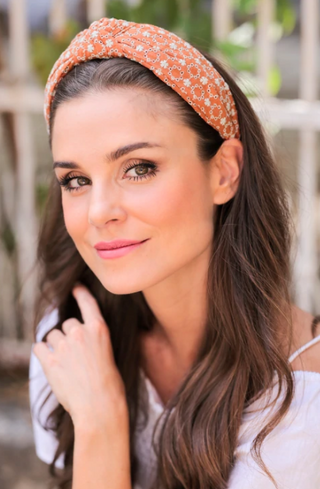 Brown Embroidered Headband