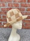 Woven Checkered Bucket Hat Tan