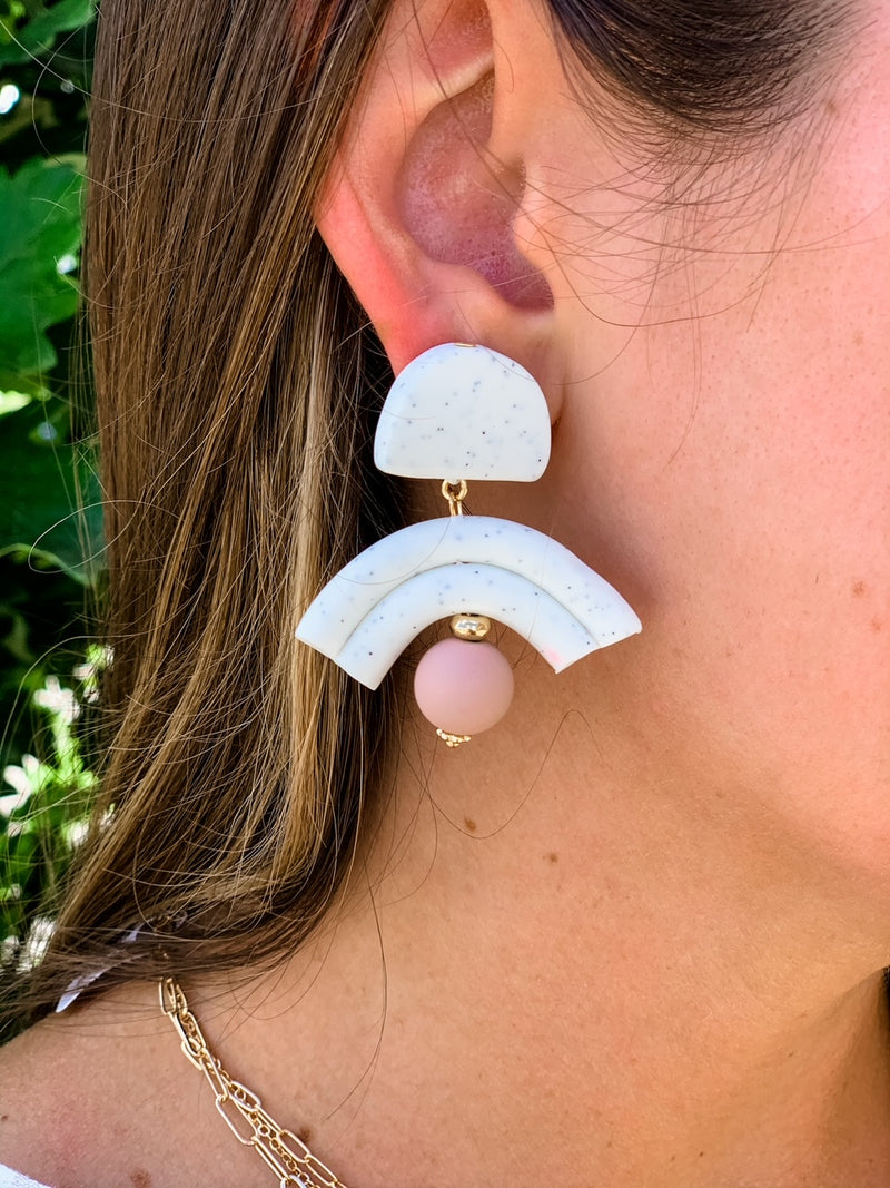 Clay & Arch Ball Earrings Pink