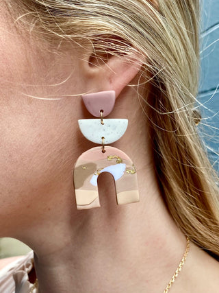 Clay Half Moon & Arch Earring Blush