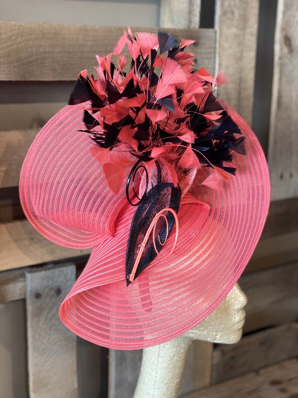 Coral Wrapped Disk Fascinator