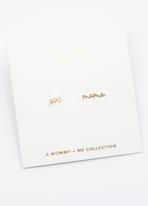 Girl Mama Script Earring Set