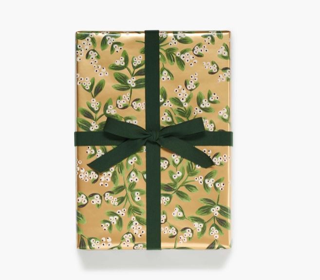 Gold Mistletoe Wrapping Paper