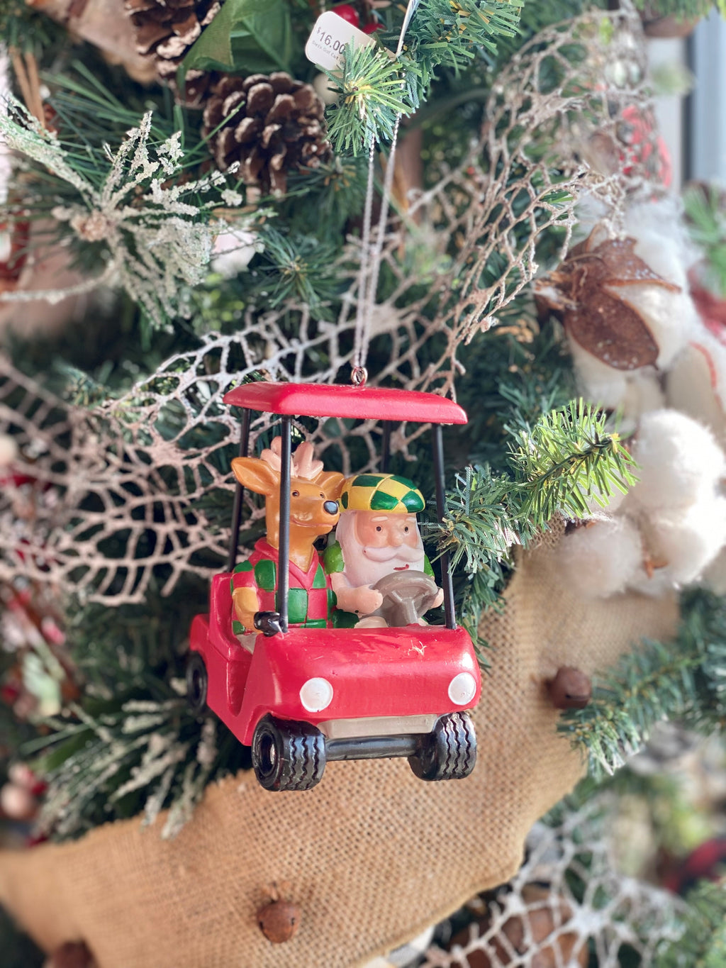 Santa Golf Cart Ornament