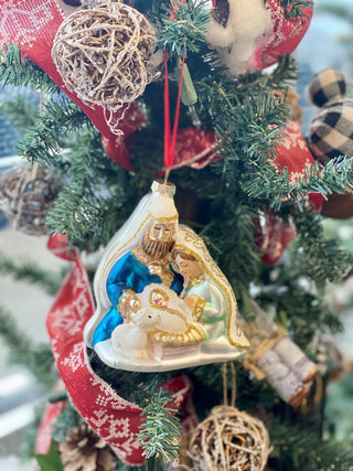 Holy Family Glass Ornament