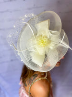 Ivory Dot Mesh Fascinator