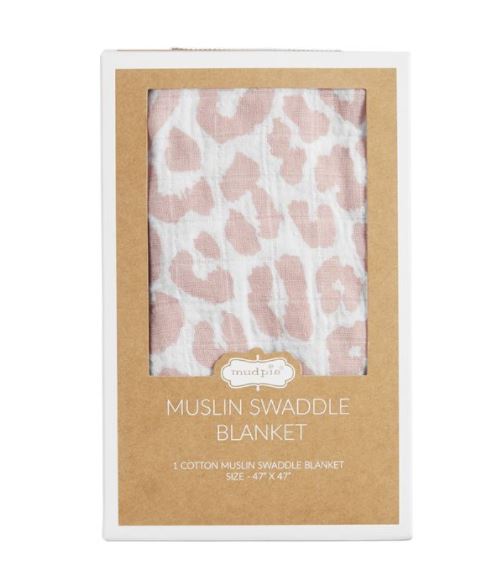 Mauve Leopard  Muslin Swaddle