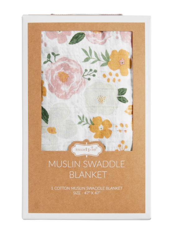 Mustard Floral Muslin Swaddle