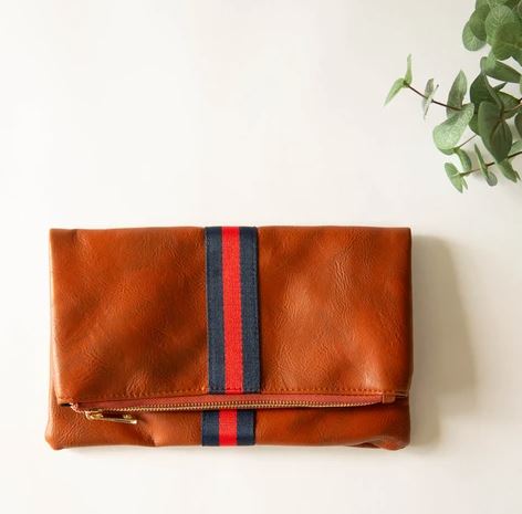 Navy/Red Stripe Clutch