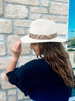 Panama Hat -Animal Print Strap Beige