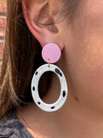 The Chloe Earrings- Oval Black Dots