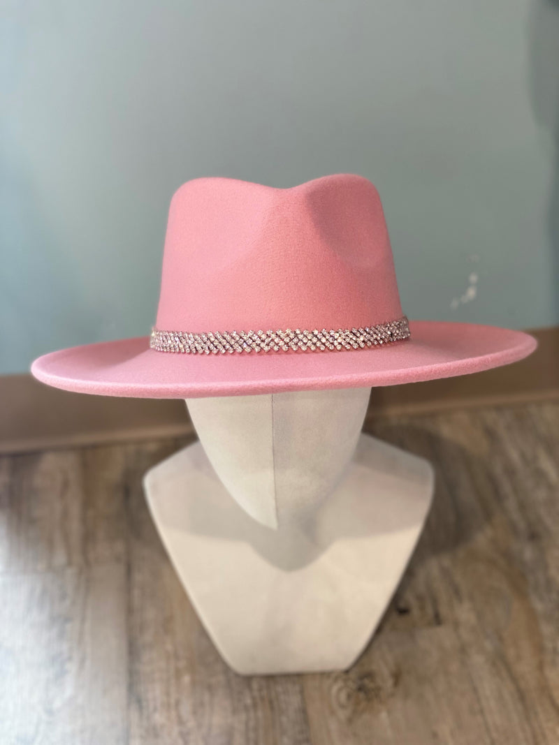 Pink Rhinestone Chain Hat
