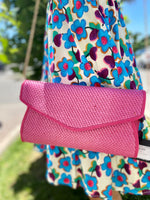 Pink Woven Clutch