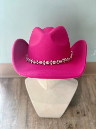 Fuchsia Rhinestone Chain Hat