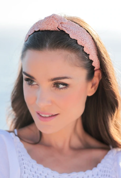 Pink Straw Scallop Headband