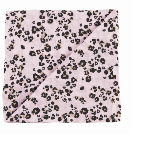 Pink Leopard Muslin Swaddle