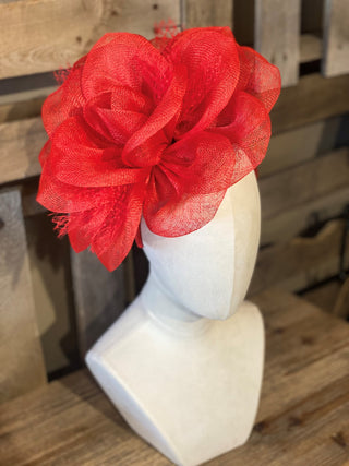 Large Rose Fascinator Red
