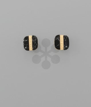 Stone Square Stud Black