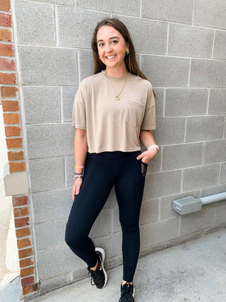 Ribbed Cropped Pocket Tee (More Colors)
