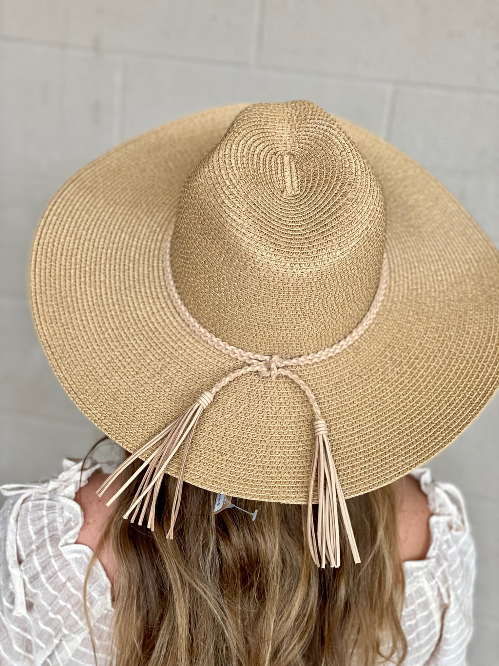 Tan Braid Tassel Hat